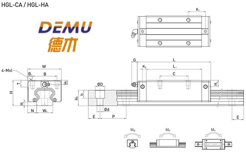 HG系列線性導軌尺寸表
